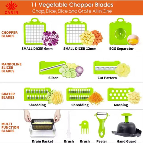 16‑in‑1 Vegetable Chopper & Slicer – Multi-Function Kitchen Gadget for Onions, Fruits & Vegetables – Mandoline Slicer with Interchangeable Blades for Easy Meal Prep
