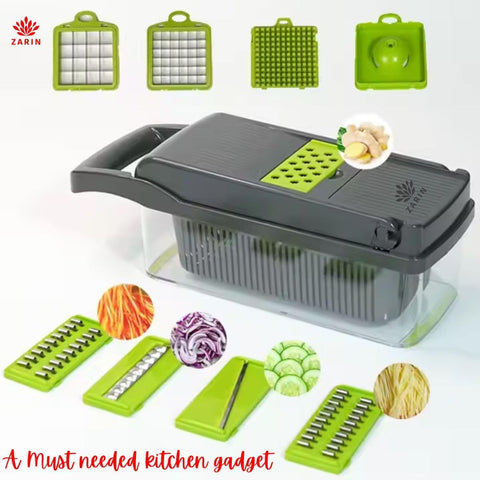 16‑in‑1 Vegetable Chopper & Slicer – Multi-Function Kitchen Gadget for Onions, Fruits & Vegetables – Mandoline Slicer with Interchangeable Blades for Easy Meal Prep