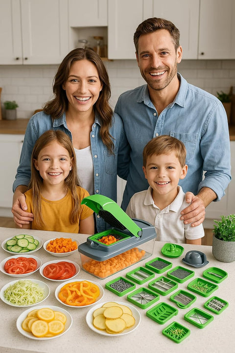 16‑in‑1 Vegetable Chopper & Slicer – Multi-Function Kitchen Gadget for Onions, Fruits & Vegetables – Mandoline Slicer with Interchangeable Blades for Easy Meal Prep