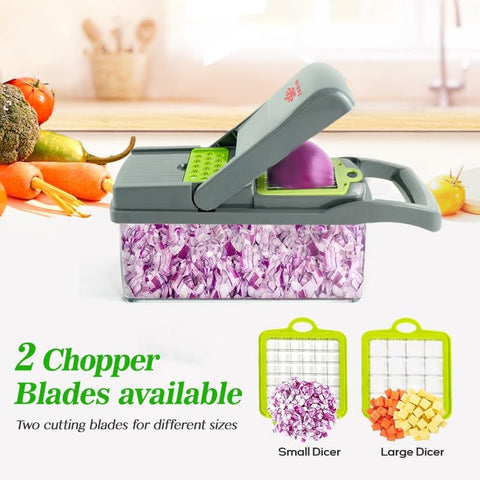 16‑in‑1 Vegetable Chopper & Slicer – Multi-Function Kitchen Gadget for Onions, Fruits & Vegetables – Mandoline Slicer with Interchangeable Blades for Easy Meal Prep